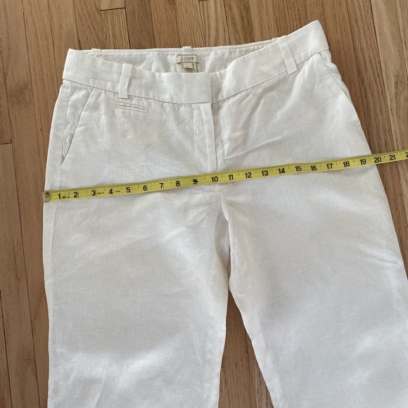 J.Crew Old Money Quiet Luxury Herringbone Linen Cream Cuffed Wide Leg Trousers 6 - Picture 4 of 7